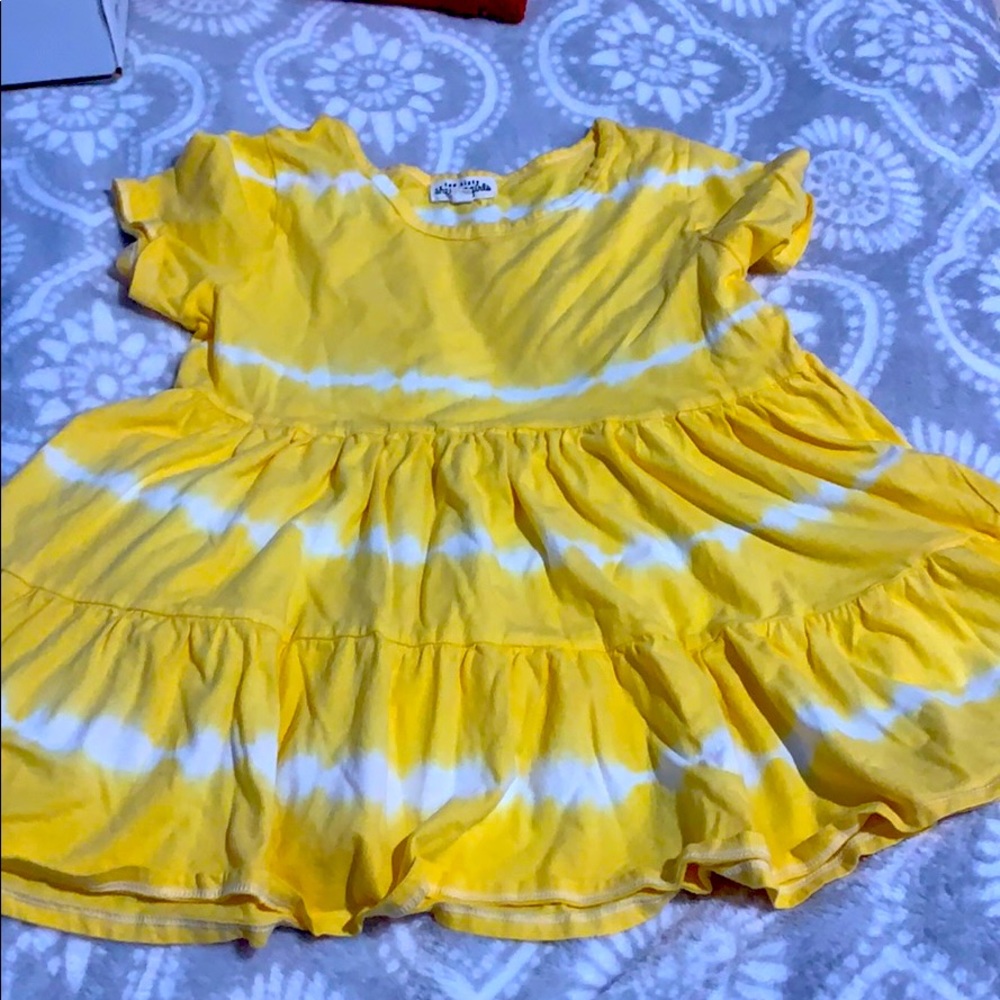 Little girls dress, yellow tie dye